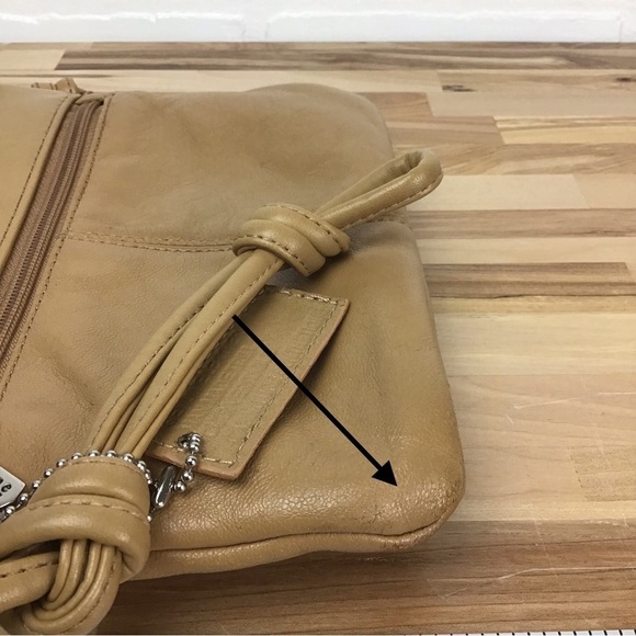 BEIGE Visione Italy leather mini purse crossbody bag tan Italian leather camel - Picture 7 of 15